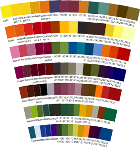 Farbpalette für Druckfarben